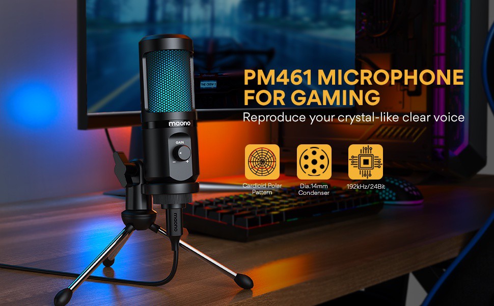 Micro để bàn MAONO AU-PM461TR RGB có đèn RGB | TC Gaming Shop